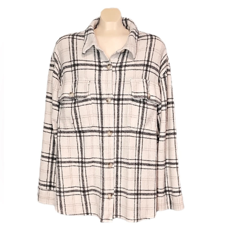 🍄 American Eagle Fleece Plaid Button-Up Shirt, Size XXL